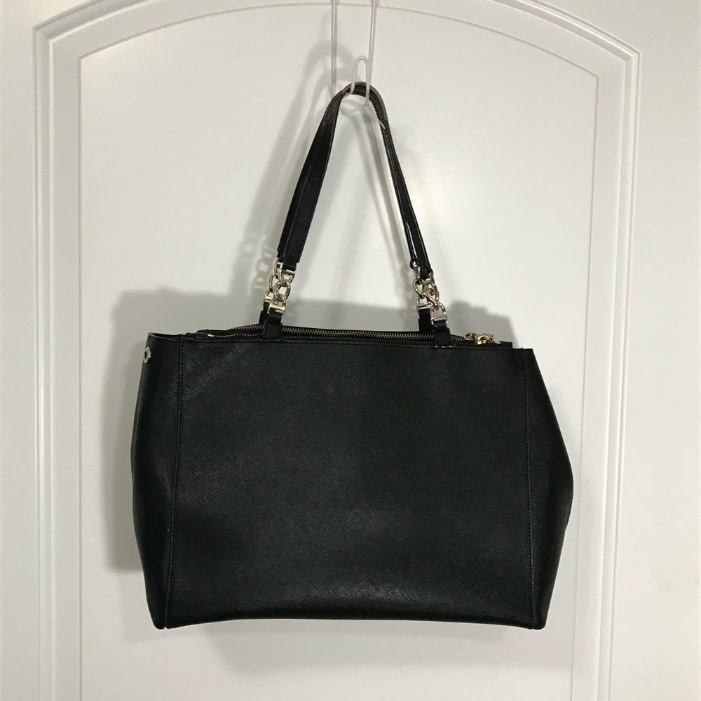 kate spade Large Black Satchel with Beige Bow Trim - Picture 2 of 11